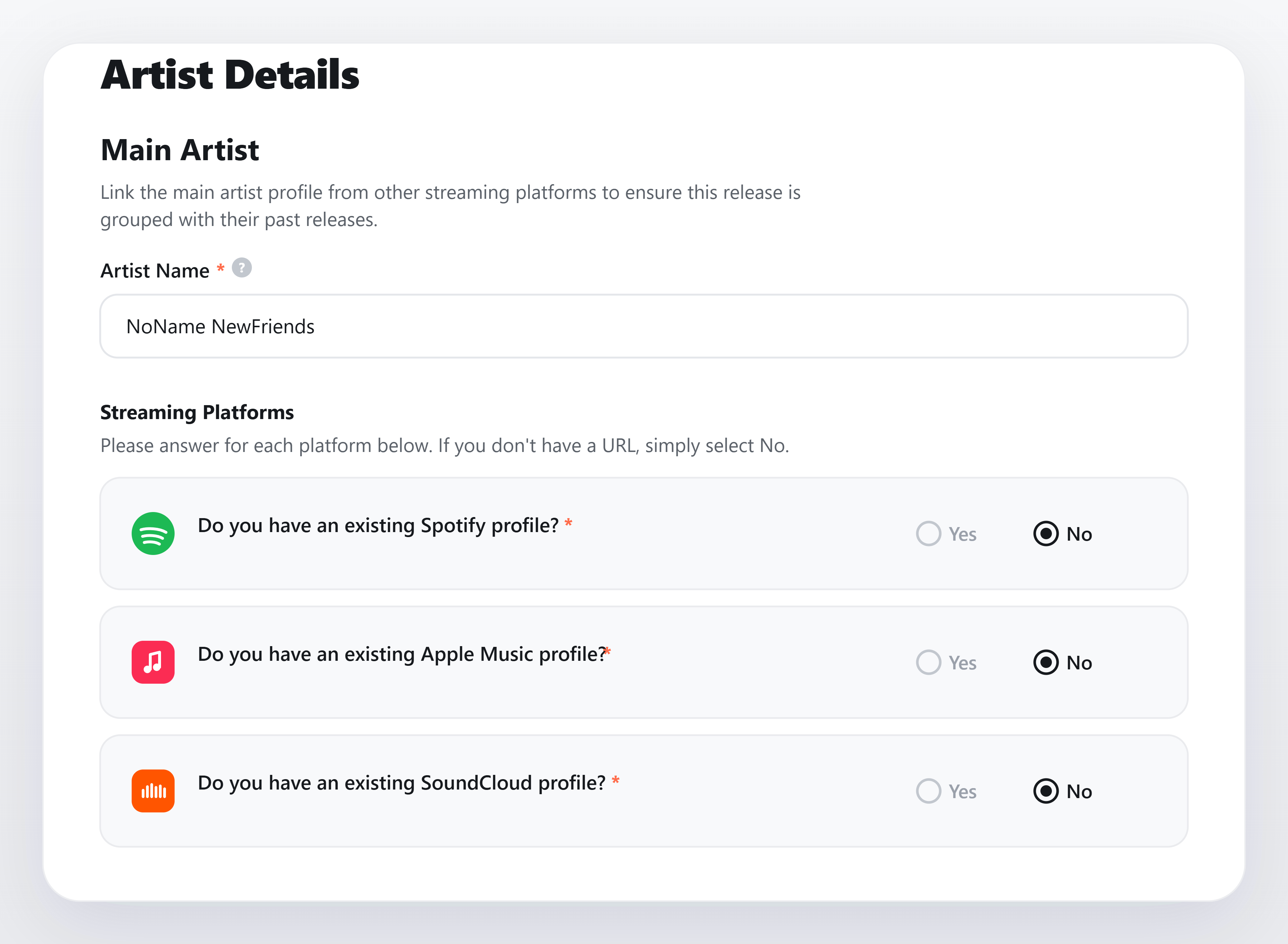 Artist release details