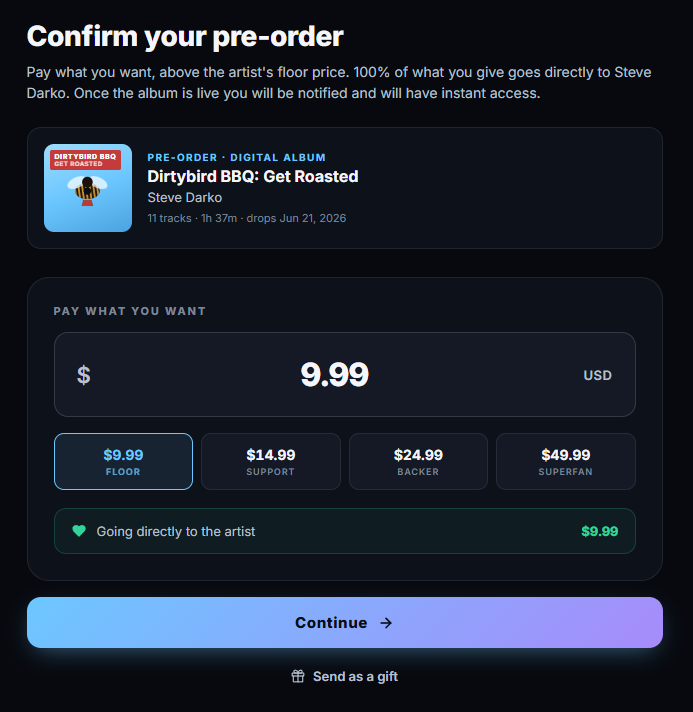 Pay what you want checkout for fans