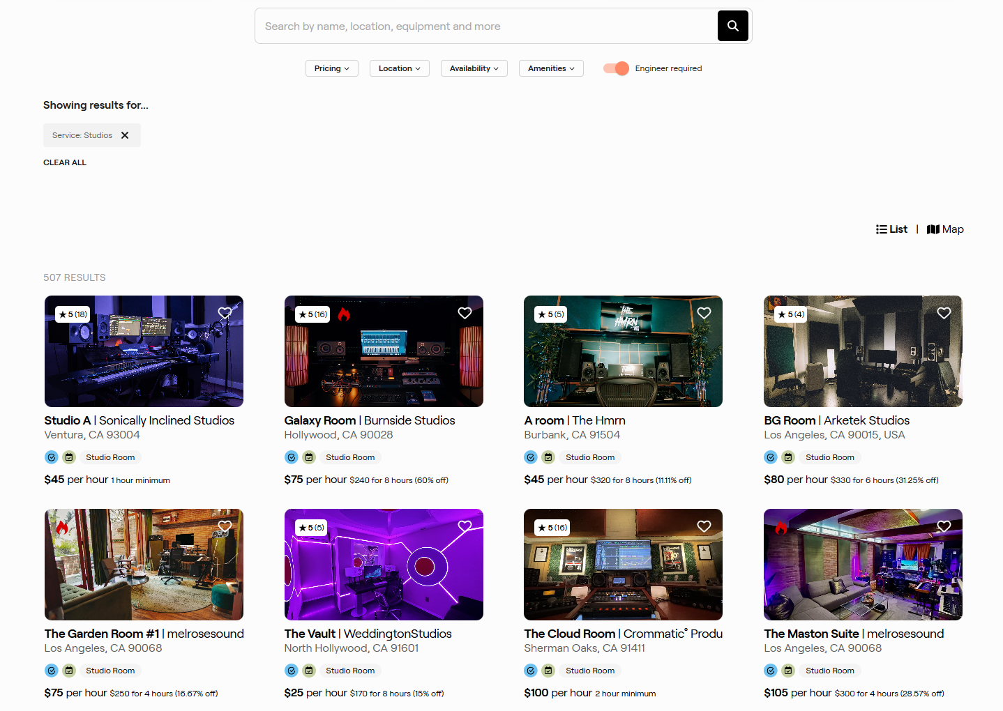 Browse studios near you
