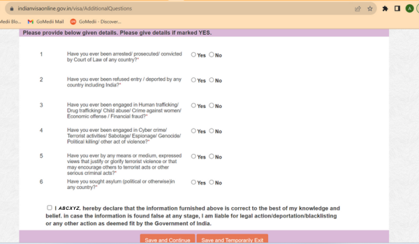 medical visa application form for India