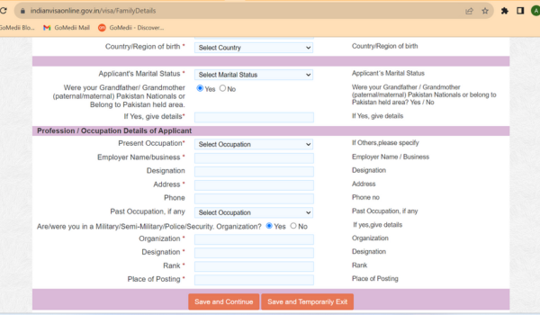 medical visa application form for india