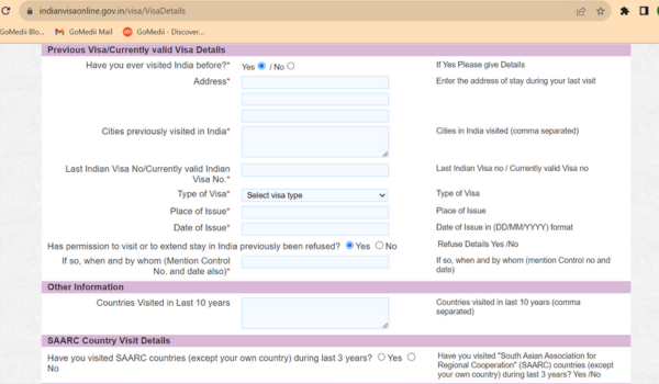 medical visa application form for India