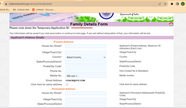 medical visa application form for india