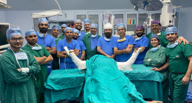 This image is taken after the successful hand transplant of the patient at Sir Ganga Ram Hospital - GoMedii