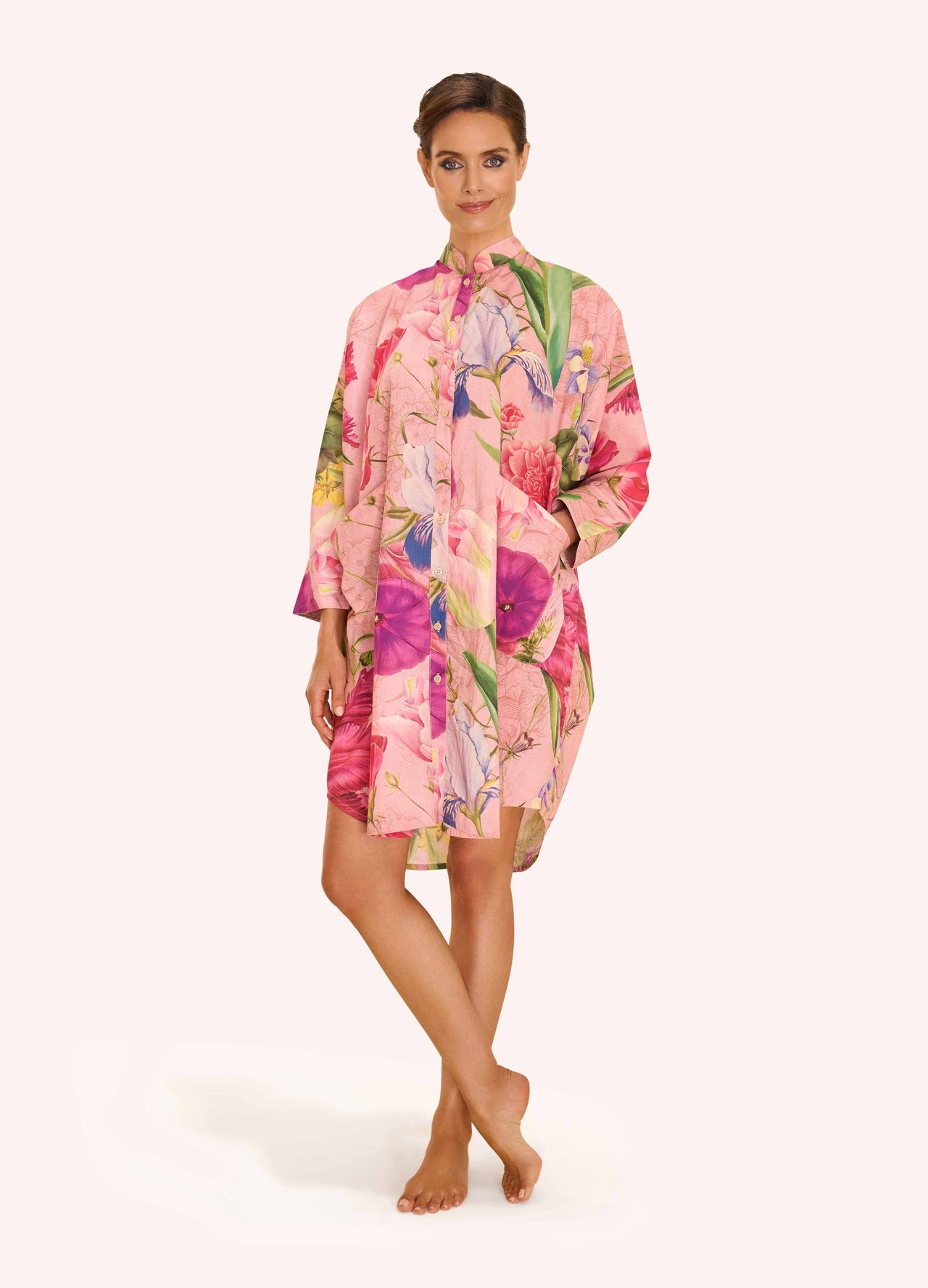 Floral Study Oversized Shirt Dress - Petal - Powder image 1