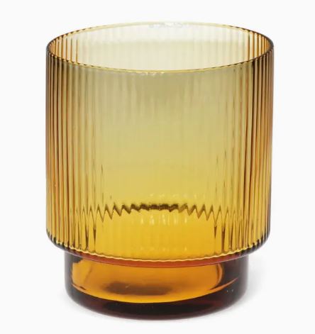 Retro Ribbed Mustard Glass Tumbler - Rex London image 1
