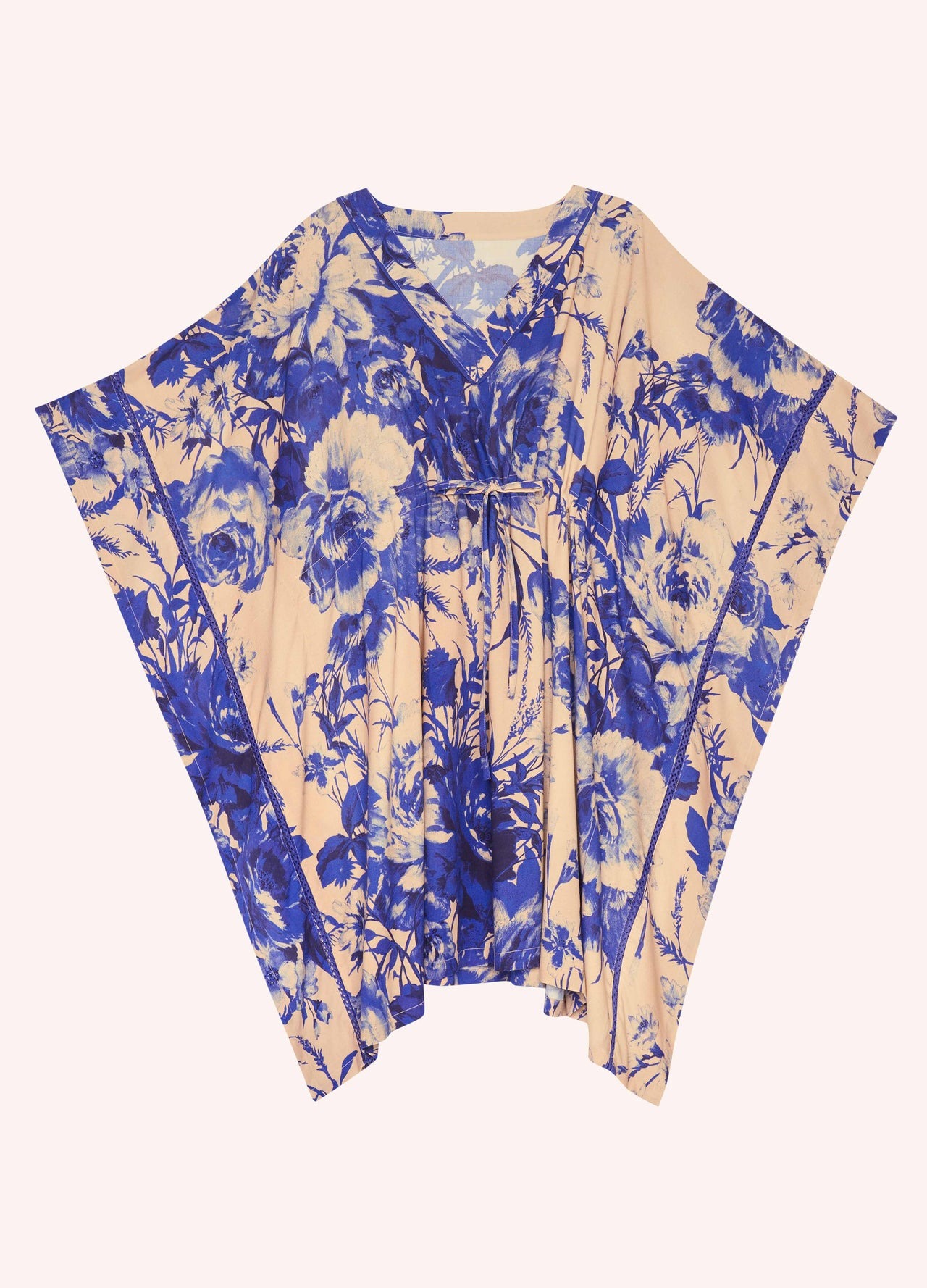 China Blue Blooms Beach Cover Up - Powder image 1