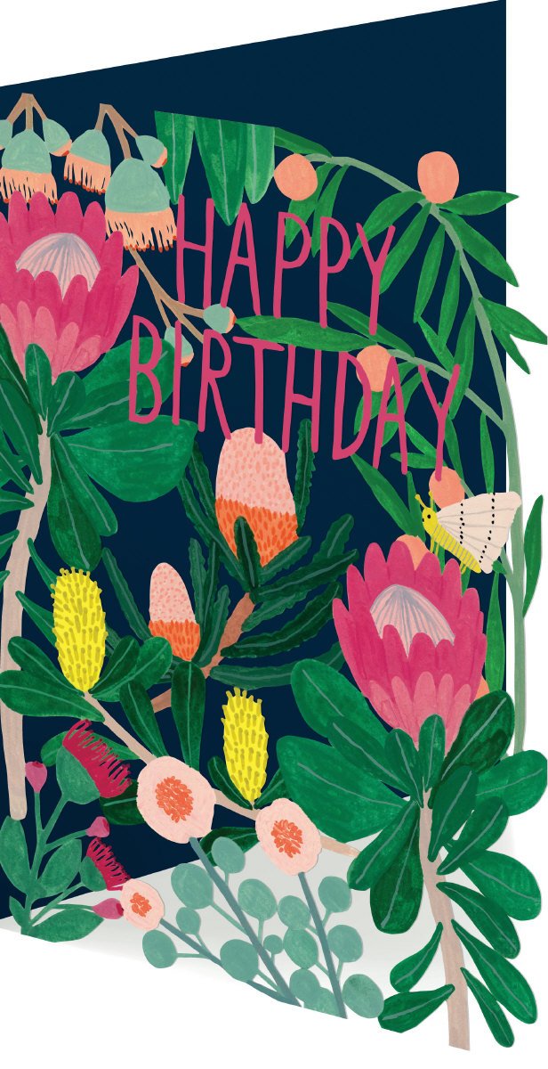 Happy Birthday Flowers Cut Out Navy - Roger La Borde image 1