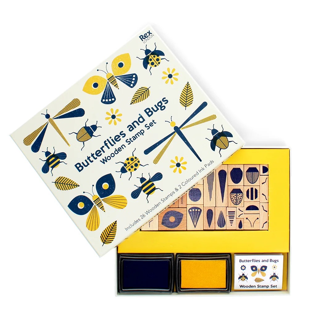 Wooden Stamp Set - Butterflies and Bugs - Rex London image 1
