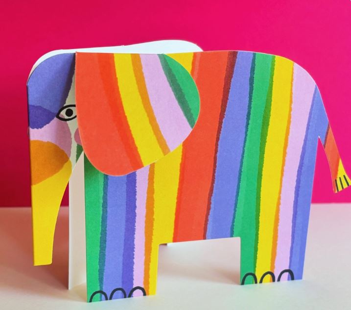 Rainbow Elephant Cut Out Card - Kitty Kenda image 1