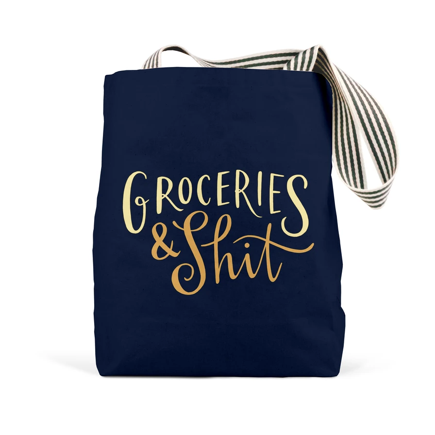 Groceries & Shit (Navy) Tote Bags - Abrams & Chronicle image 1