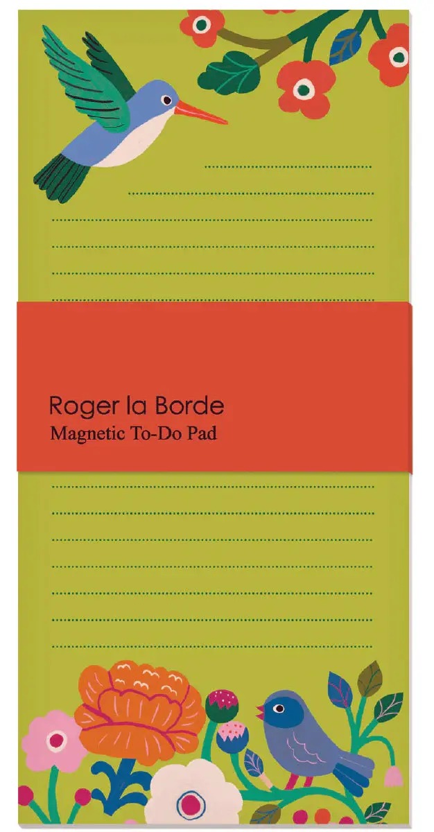 Magnetic To-Do Pad - Green Birds & Flowers - Roger La Borde image 1