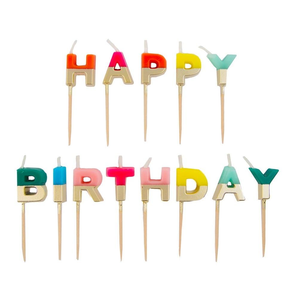 Rainbow Happy Birthday Letter Candles image 1