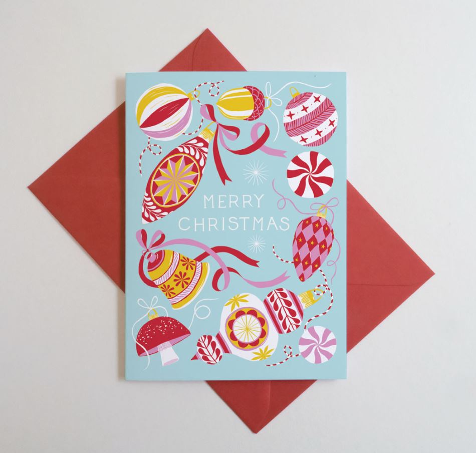 Merry Christmas Baubles Card - Printer Johnson image 1