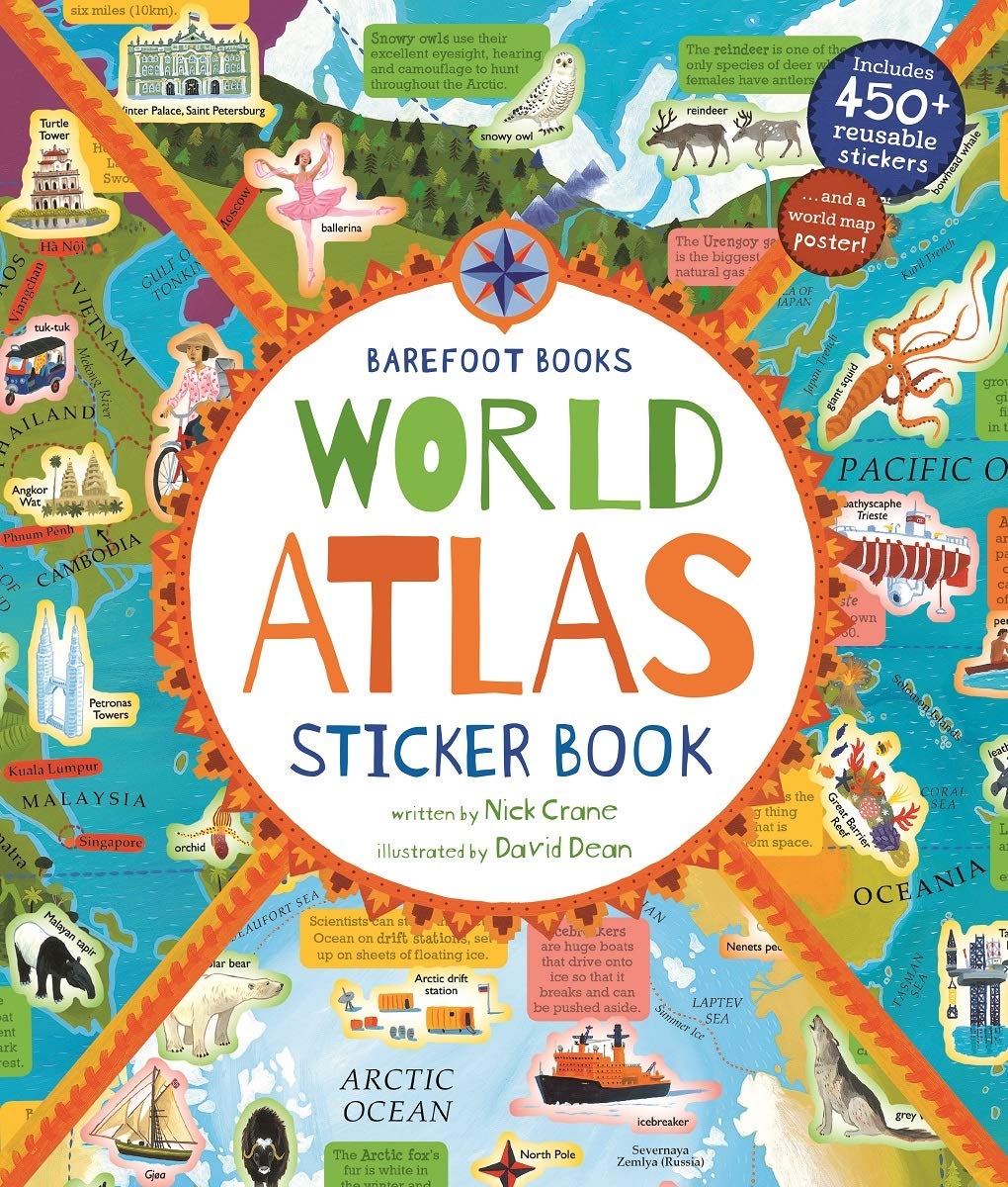 World Atlas Sticker Book - Barefoot Books image 1