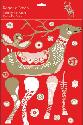 Folksy Reindeer Large Pop & Slot Advent Calendar - Roger La Borde image 1