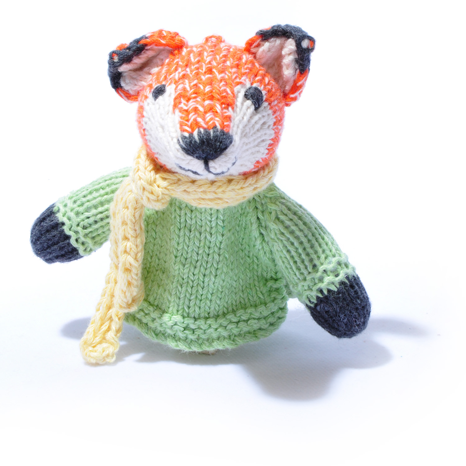 Medium Fox Finger Puppet in Yellow Scarf - Chunki Chilli image 1