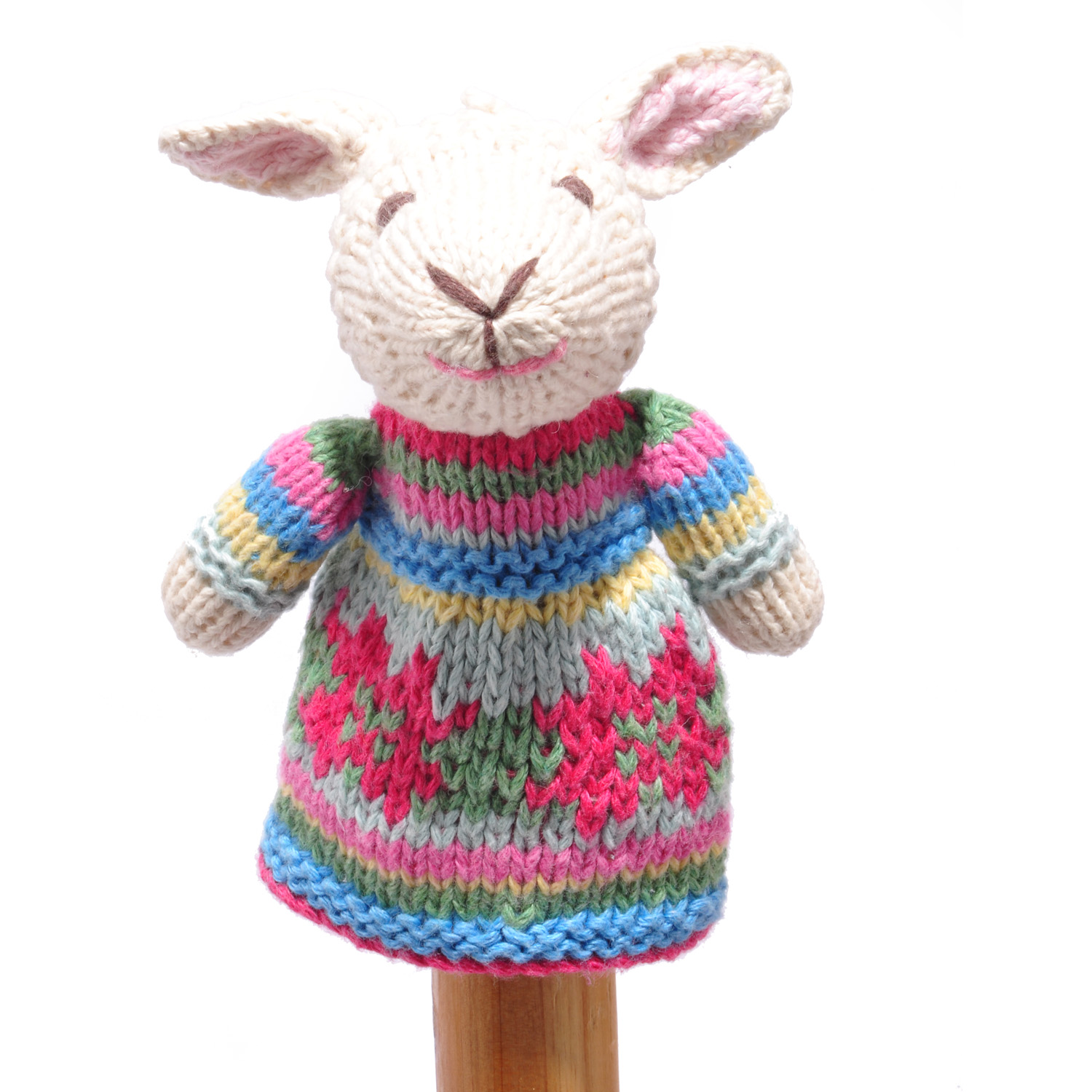 Medium Sheep Finger Puppet in Fairisle Dress - Chunki Chilli image 1