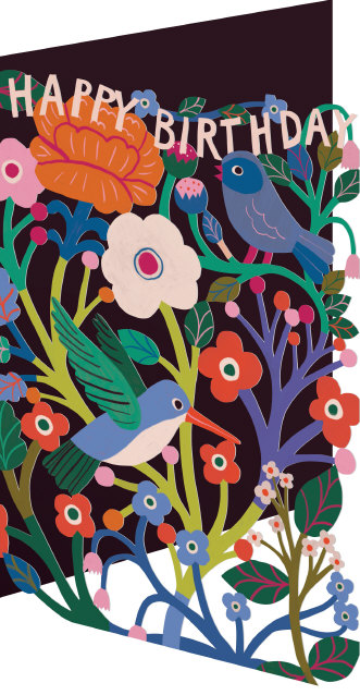 Happy Birthday Birds and Flowers Cut Out - Roger La Borde image 1