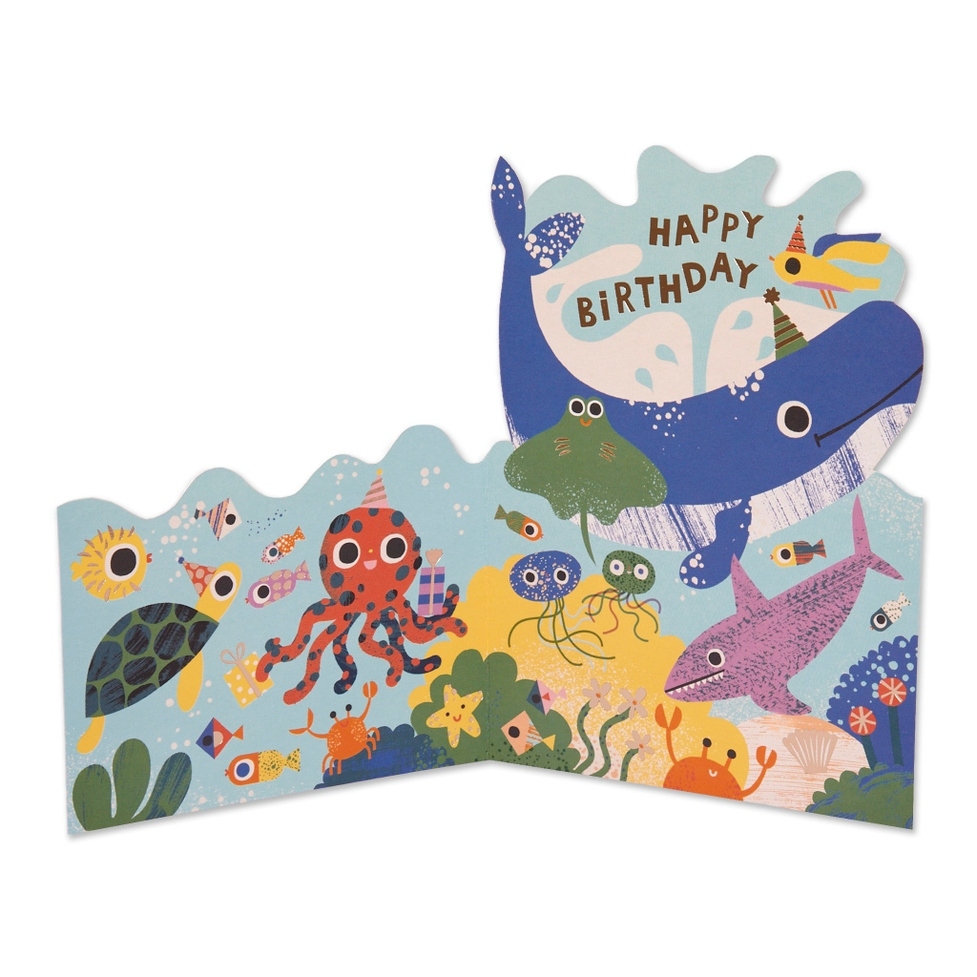 Ocean Fold Out Birthday Card - Raspberry Blossom image 1
