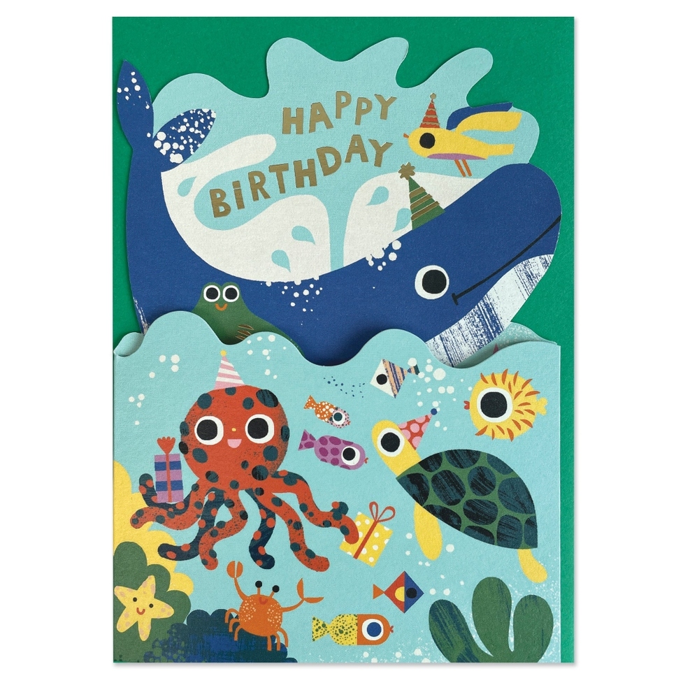 Ocean Fold Out Birthday Card - Raspberry Blossom image 2