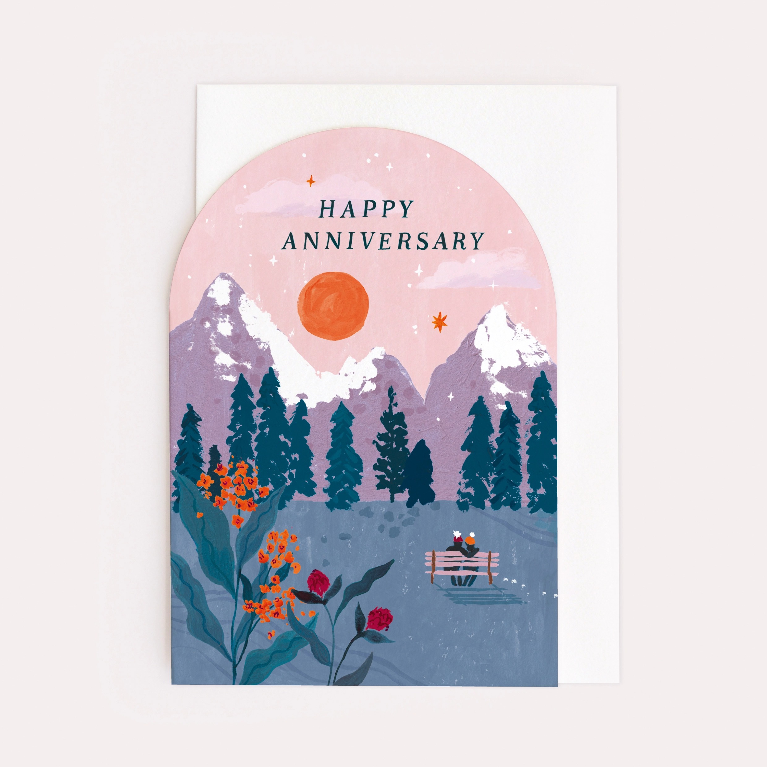 Happy Anniversary Sunset Bench - Sister Paper Co image 1