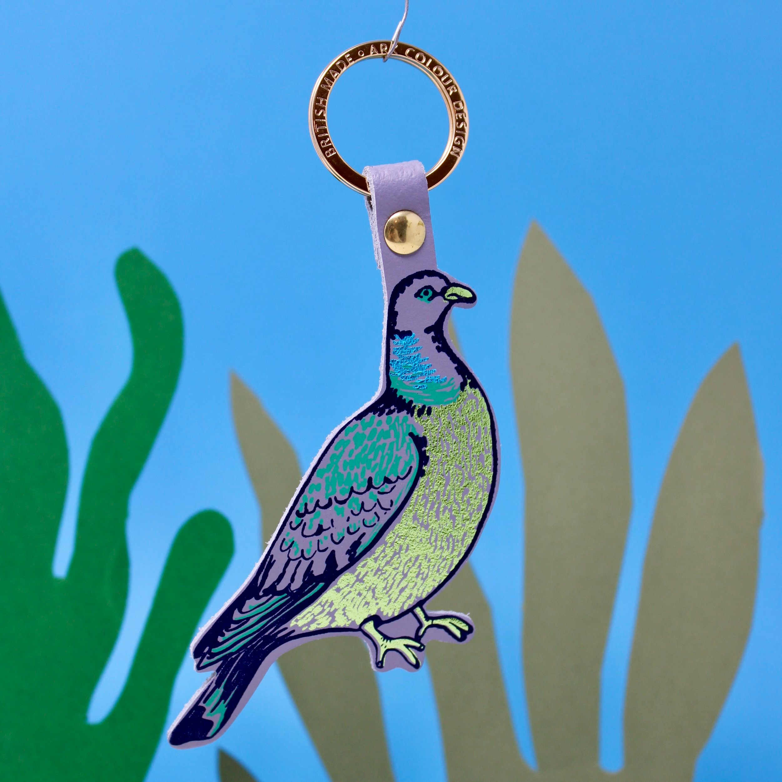 Feral Pigeon Keyring Leather - Ark Colour Design image 1