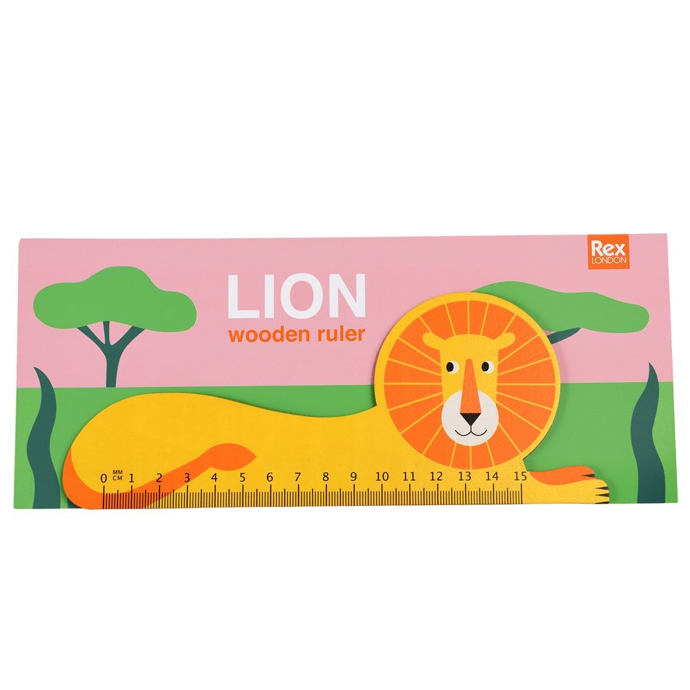 RRP £4.50 / Wooden Lion Ruler - Rex London image 2