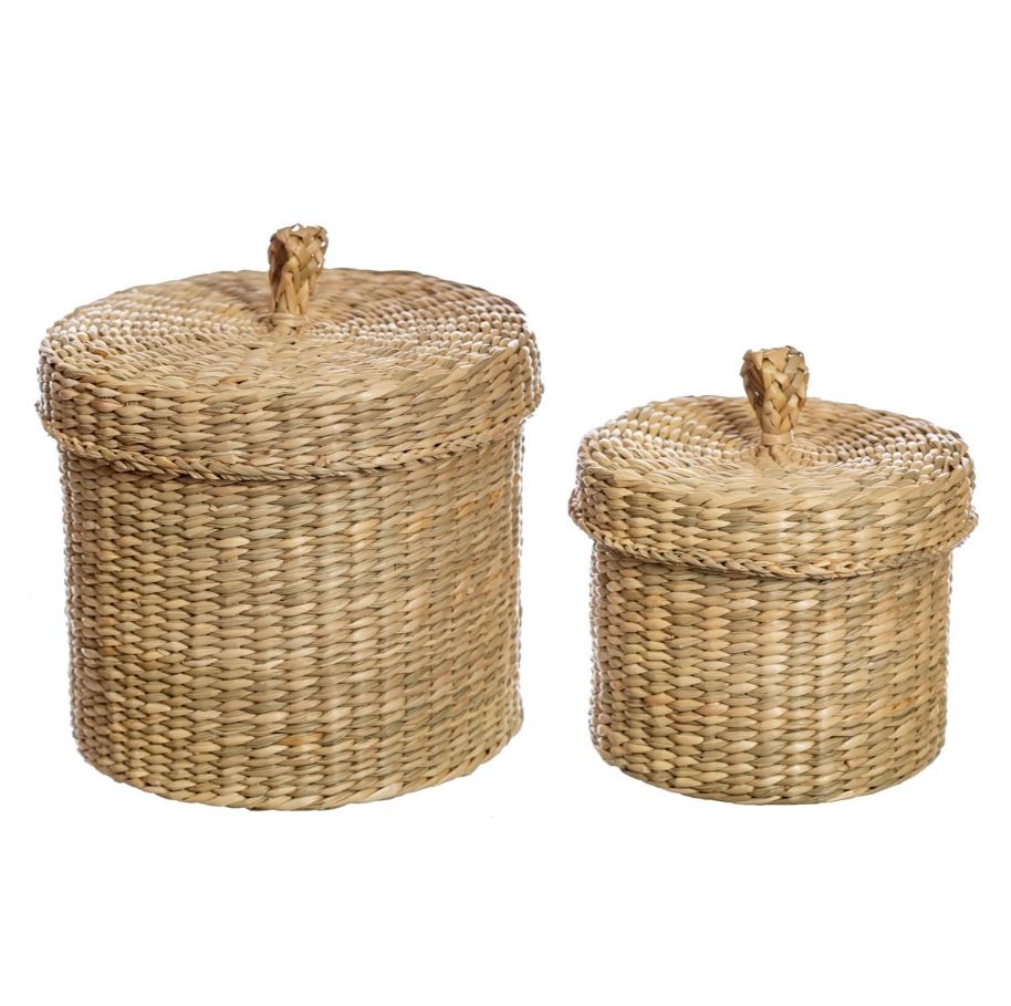 Seagrass Baskets With Lids image 1