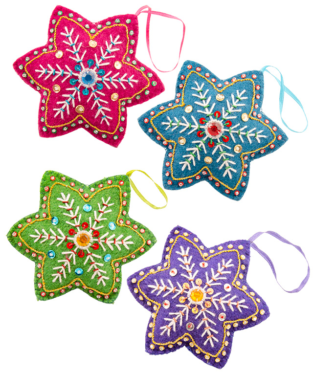 Blue Felt Snowflake Decoration - Namaste image 1