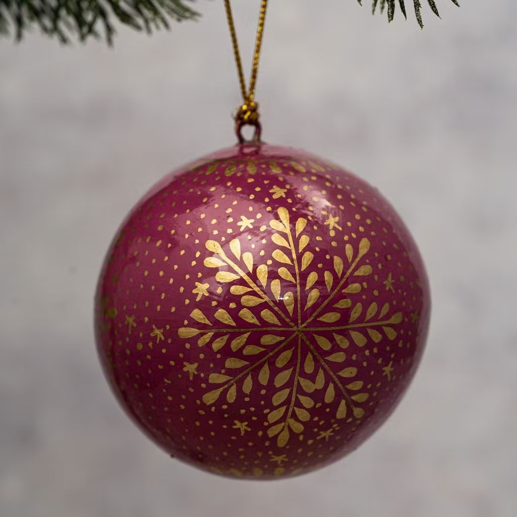 Mauve Snowflake Bauble 2" - Bollywood Christmas image 1