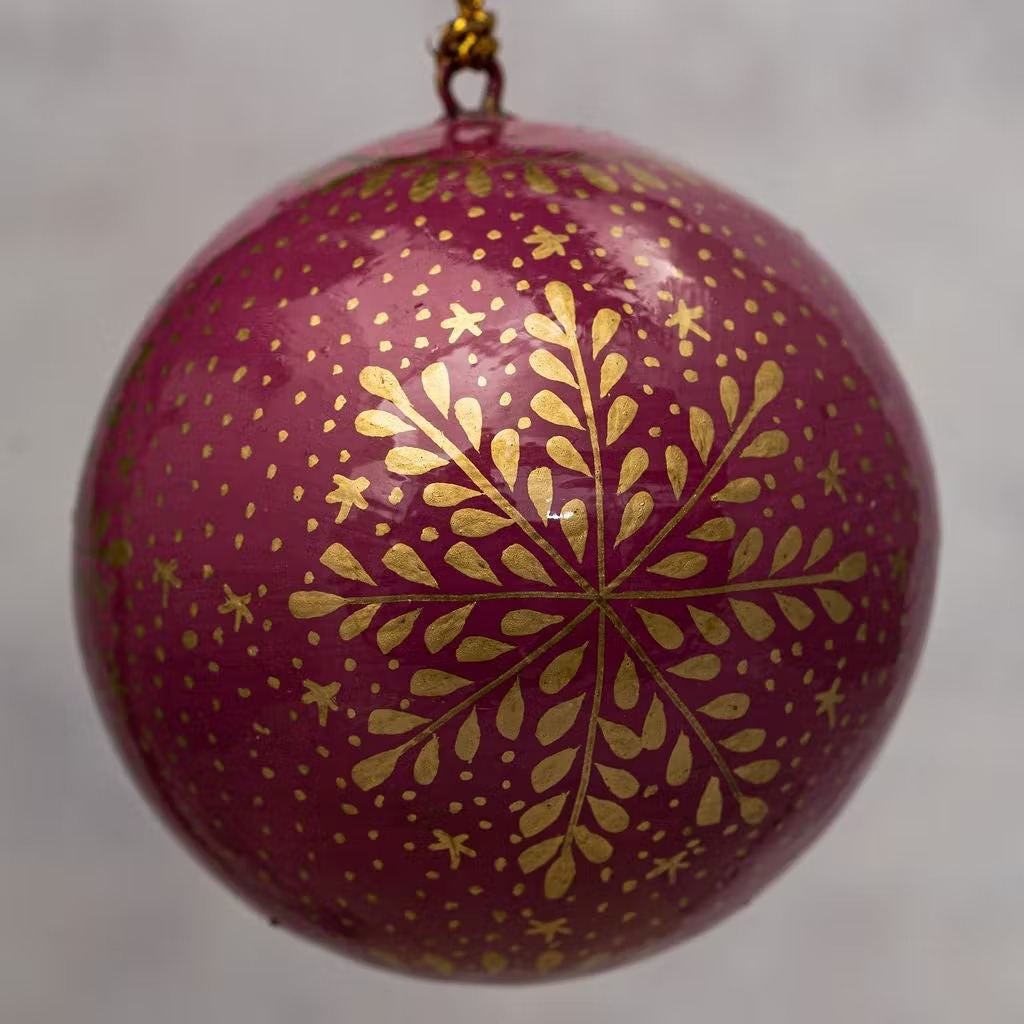 Mauve Snowflake Bauble 3" - Bollywood Christmas image 1