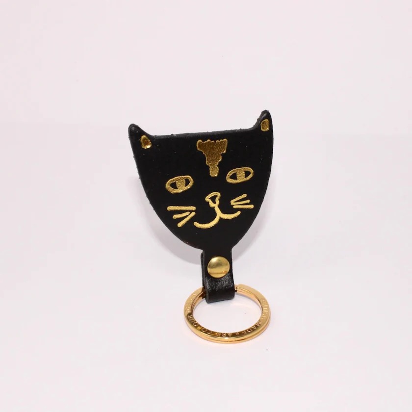 Cat Head Leather Keyring image 1