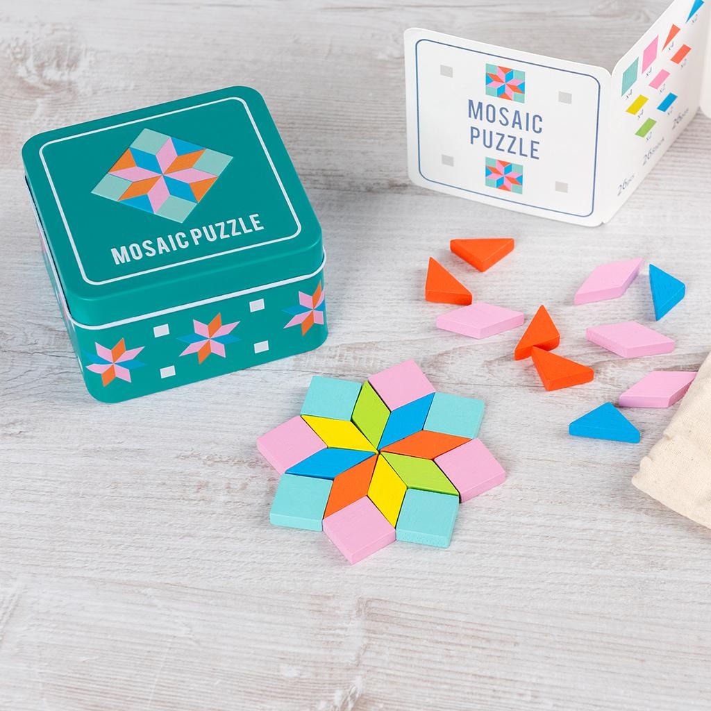 Wooden Mosaic Puzzle In A Tin - Rex London image 1