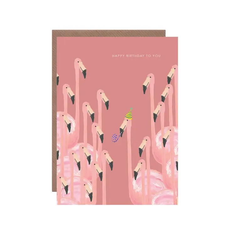 Happy Birthday To You Flamingos Card - Hutch Cassidy image 1