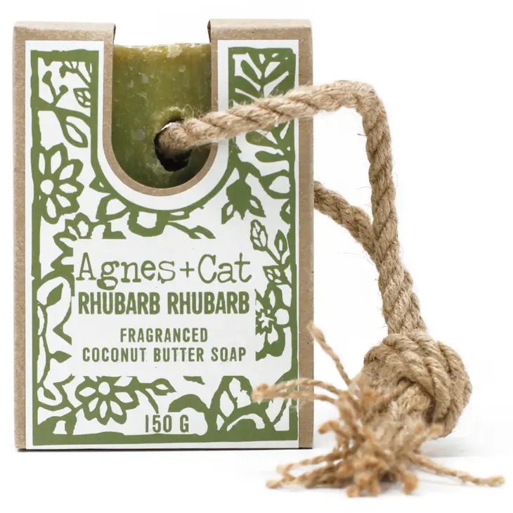 Soap On A Rope - Rhubarb Rhubarb 150g - Agnes+Cat image 1
