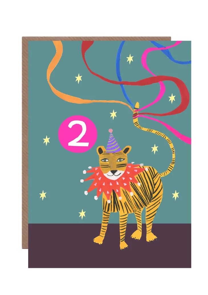 Age 2 Party Tiger Birthday Card - Hutch Cassidy image 1