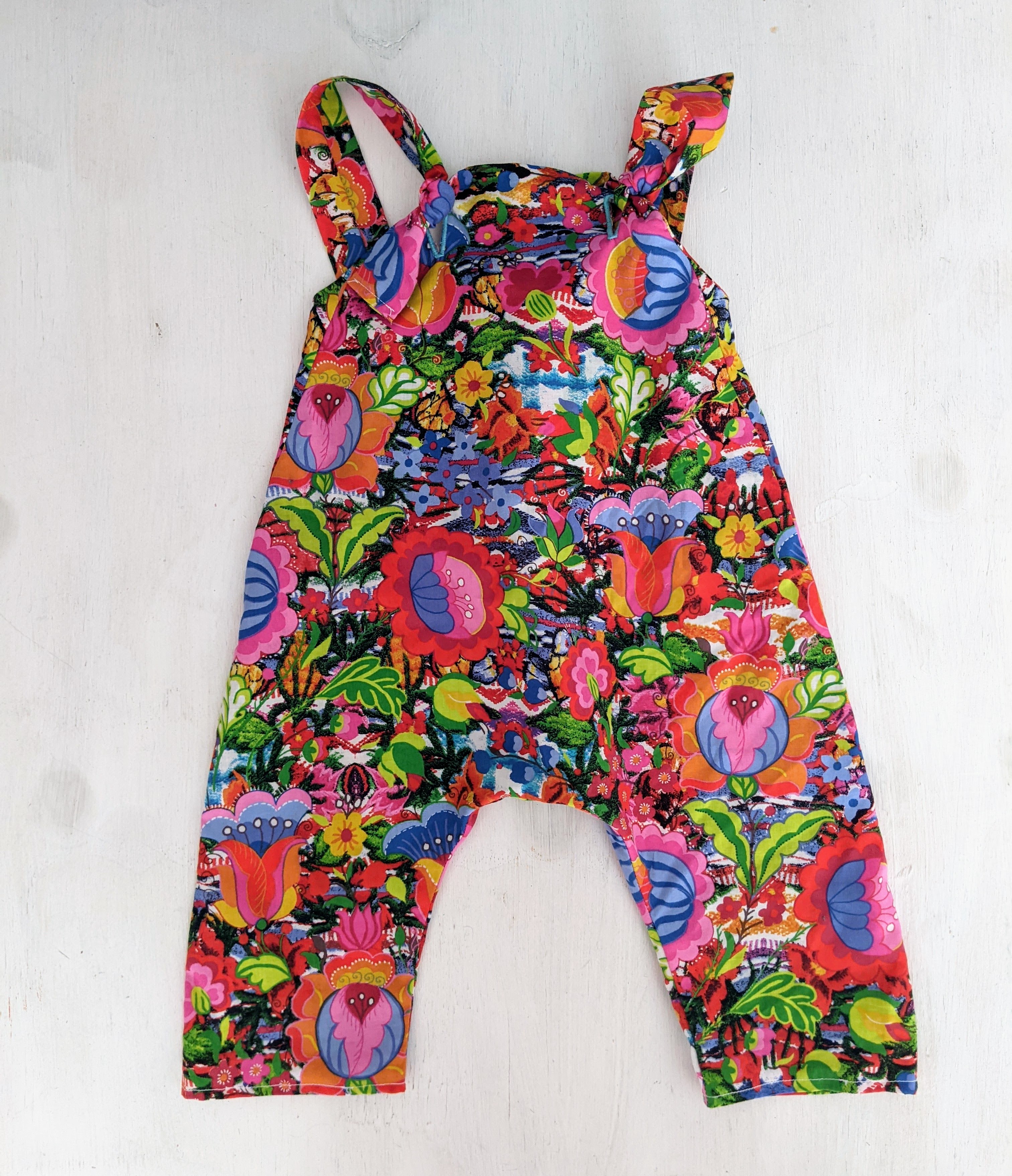 Little dungarees - Mixed Retro Flowers - A is for Alice image 1