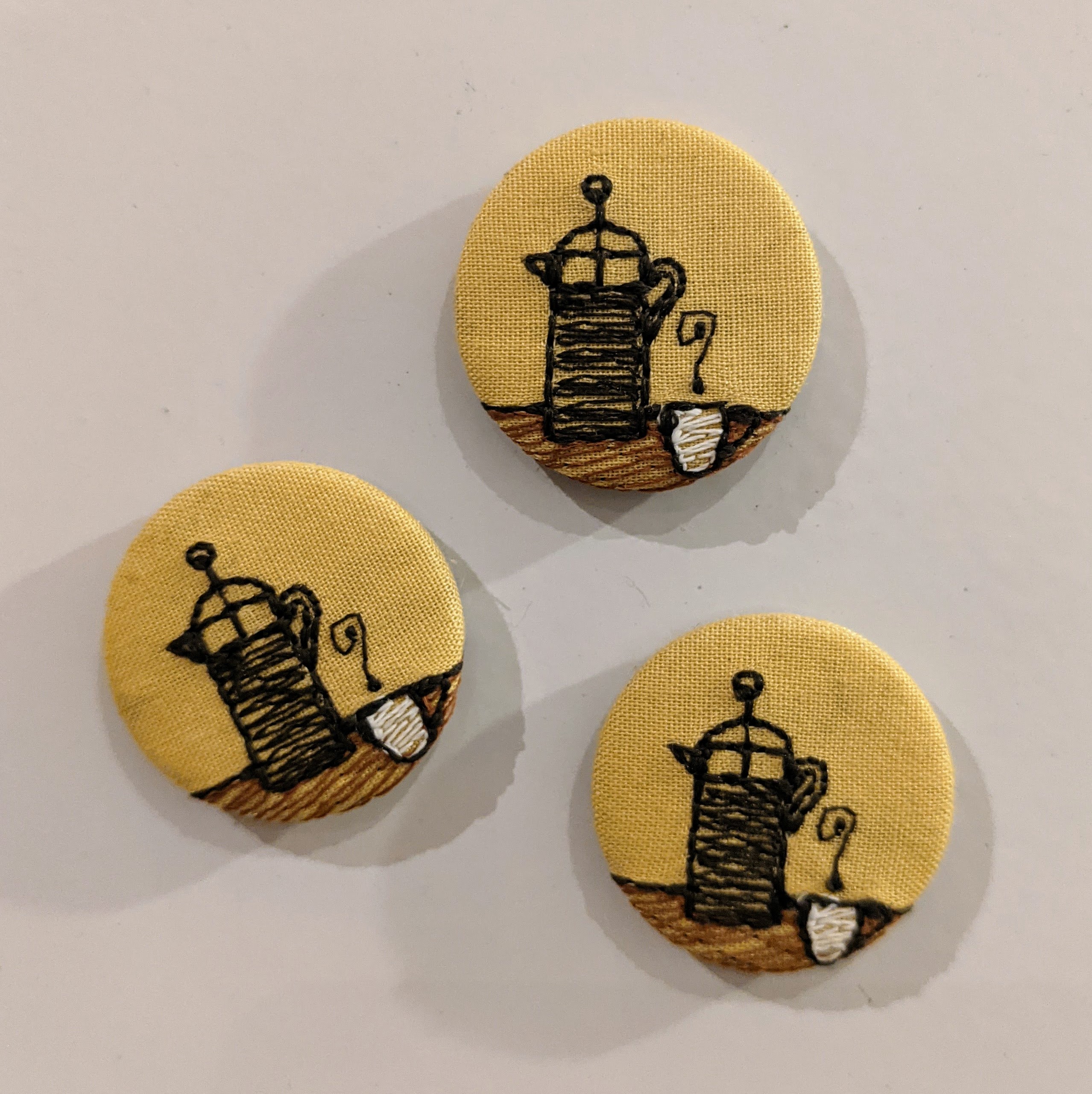 Round Magnet - Cafetiere - Lisa Davies, bodkinsembroidery image 1