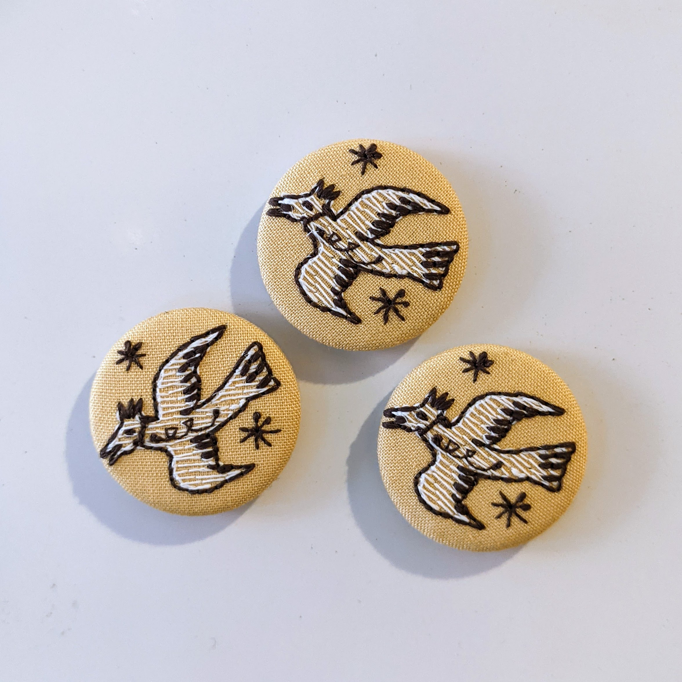 Round Magnet - Folk Bird - Lisa Davies, bodkinsembroidery image 1