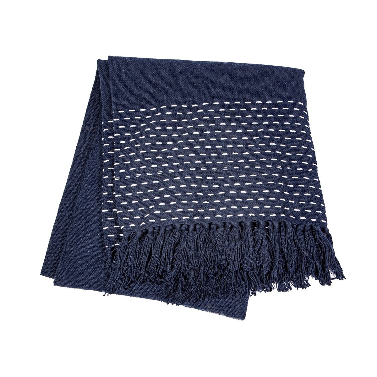 Stitched Dark Blue Blanket Throw image 1