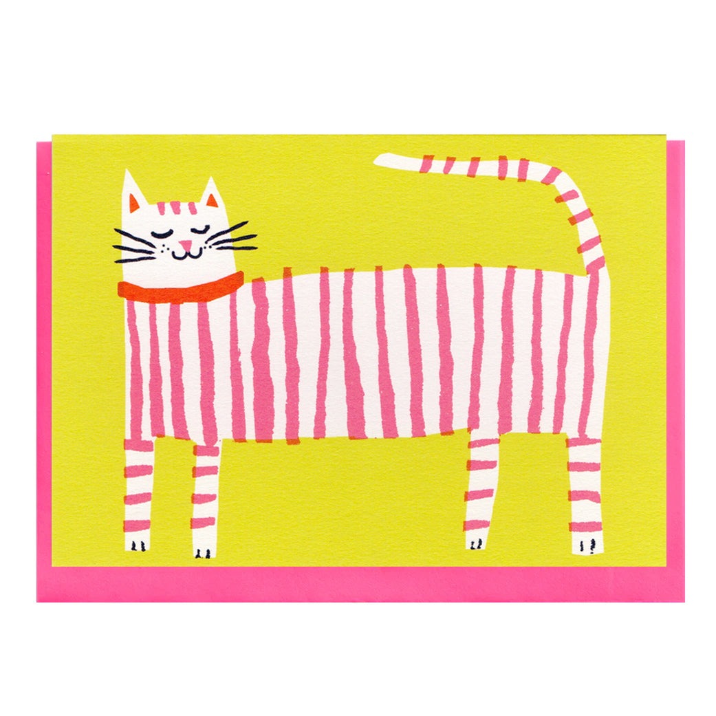 Stripy Cat Card - Printed Peanut image 1