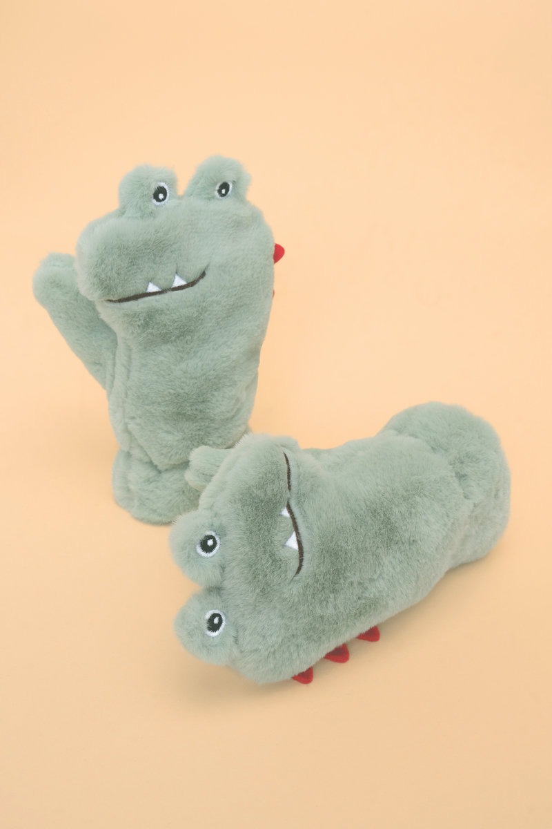 Mittens Sage Fluffy Dinosaurs - Powder image 1