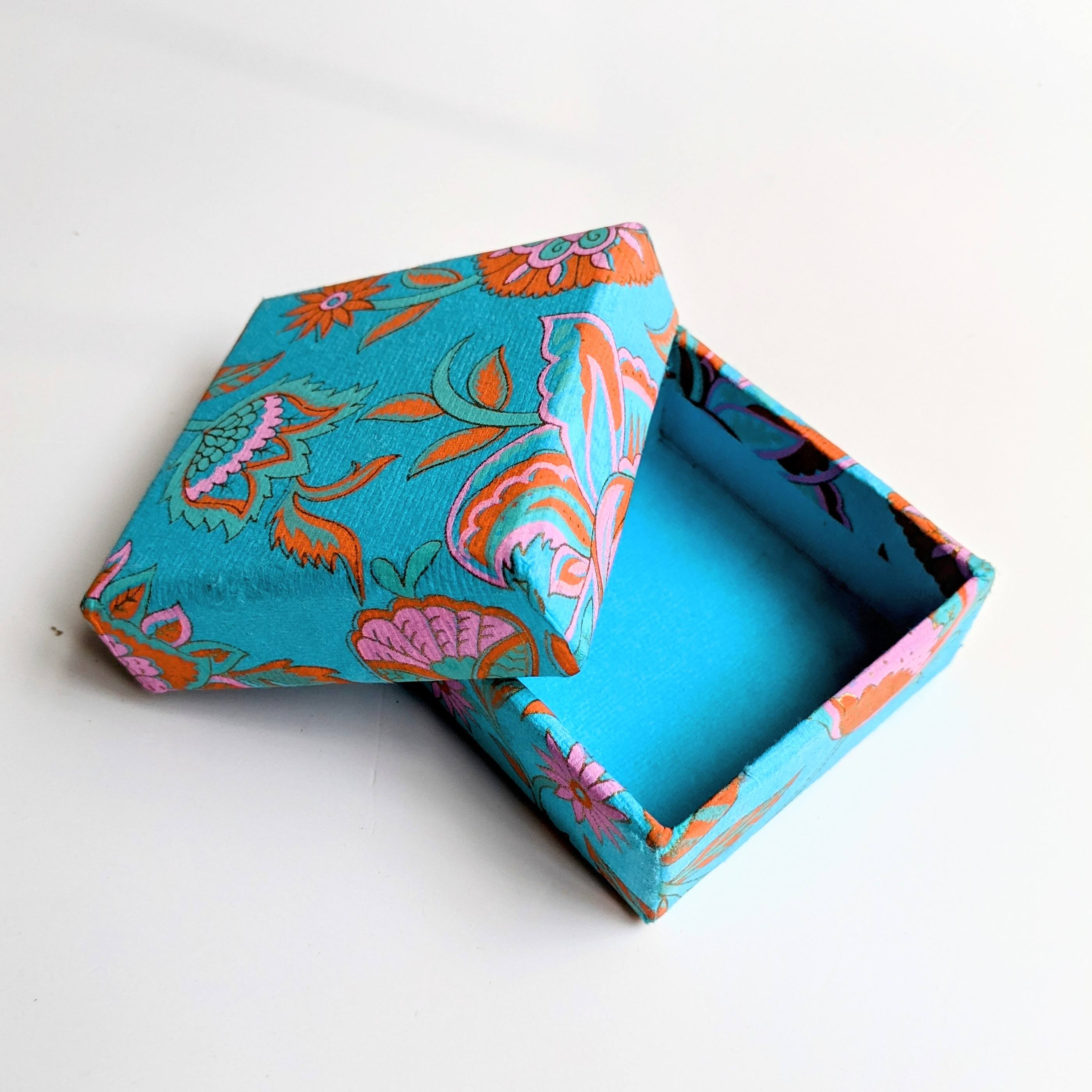 Small Gift Box - Turquoise Pink Orange - Globe Enterprise image 1