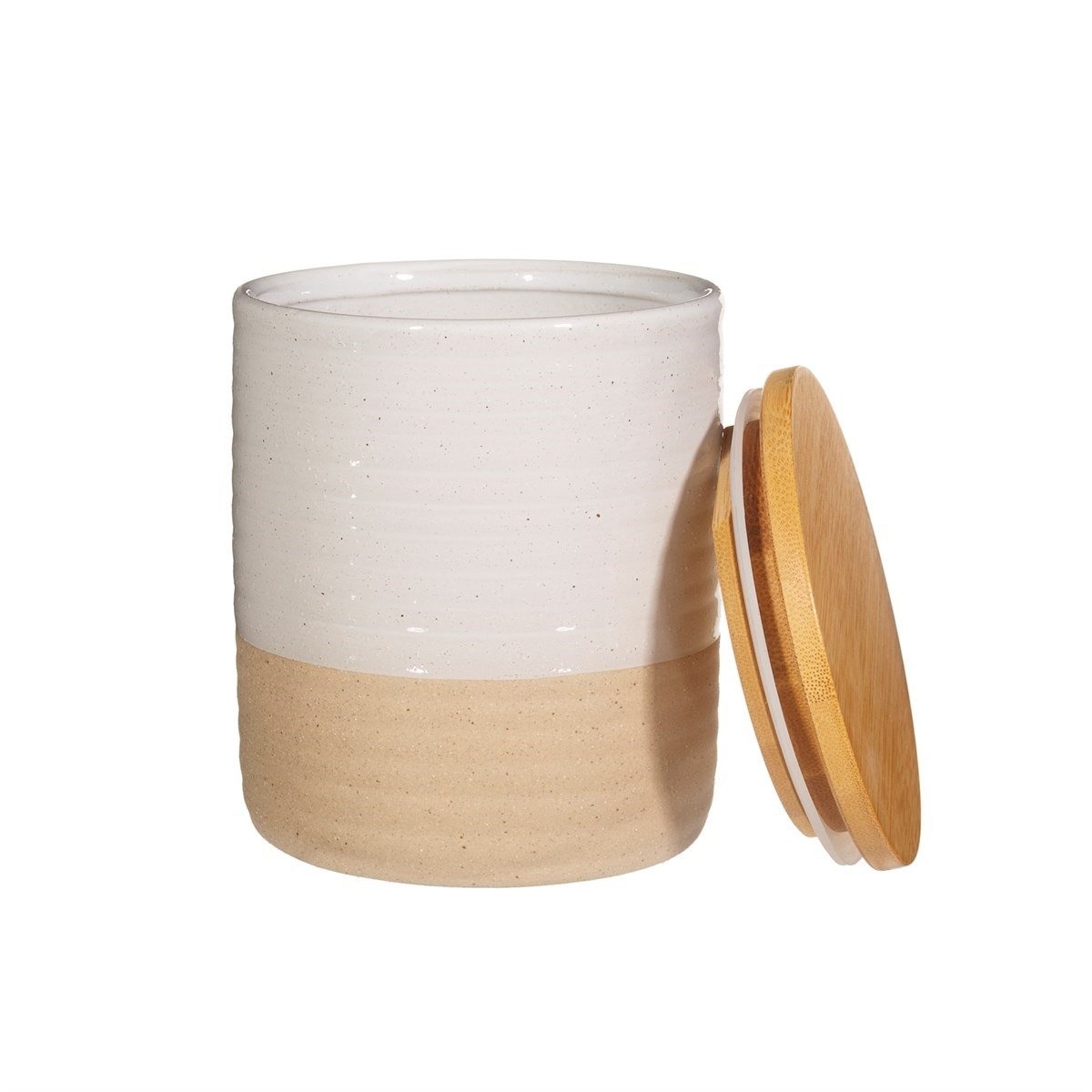 Rustic White Half Glazed Canister image 1