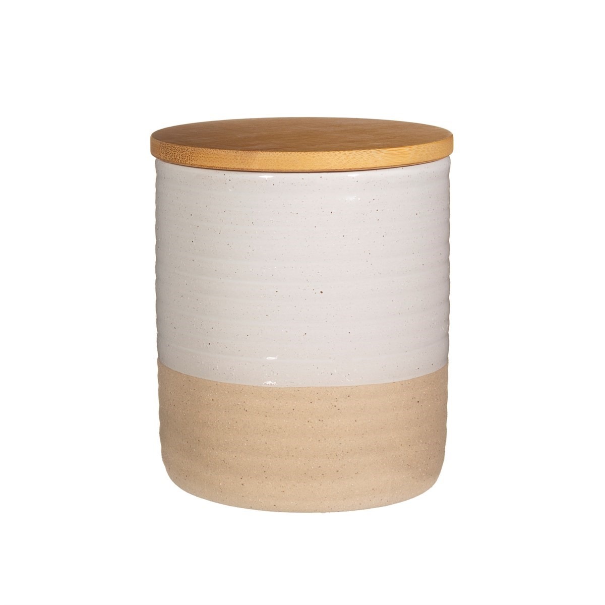 Rustic White Half Glazed Canister image 2