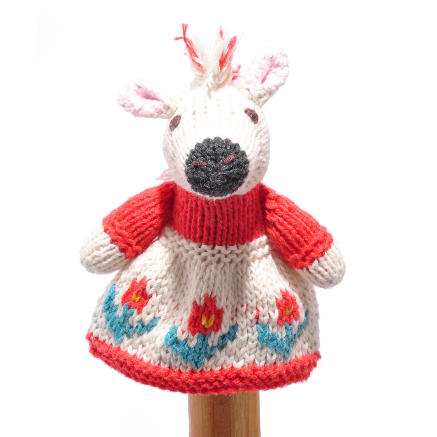 Medium Horse Finger Puppet in Dress with Flowers - Chunki Chilli image 1