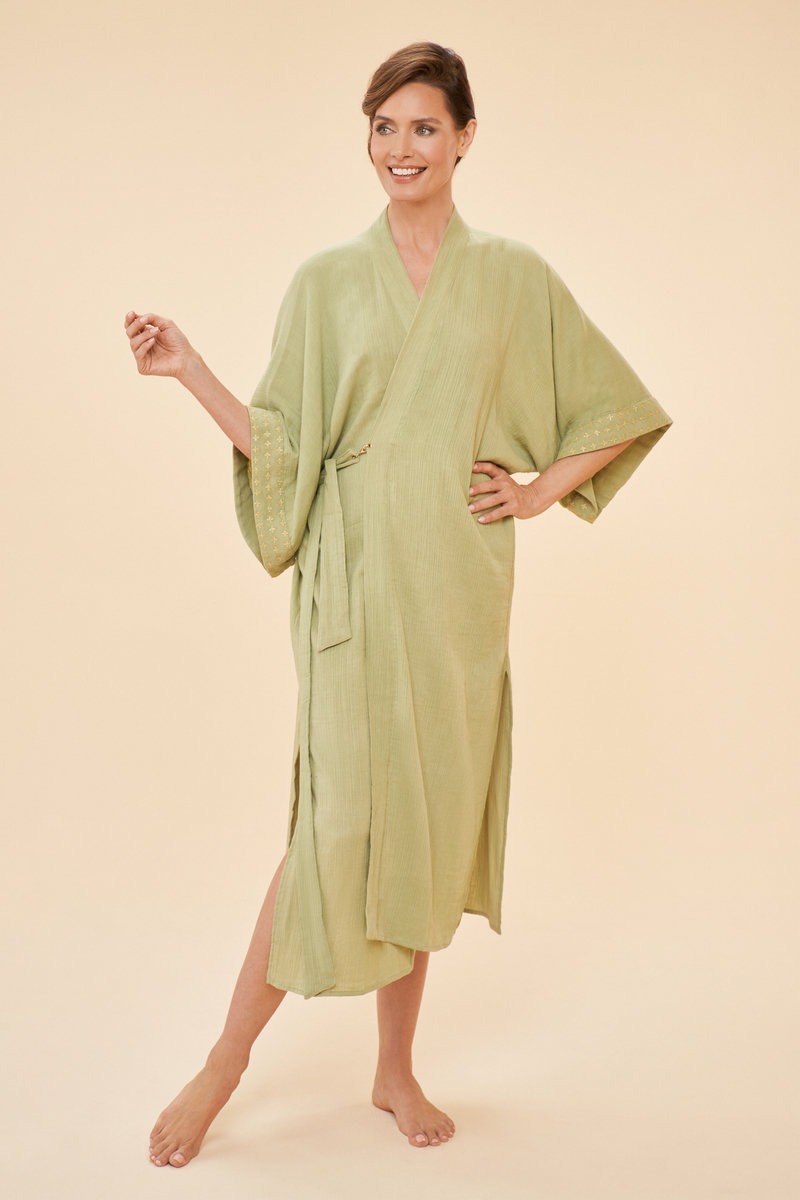Organic Cotton Retreat Gown - Olive - Powder image 1