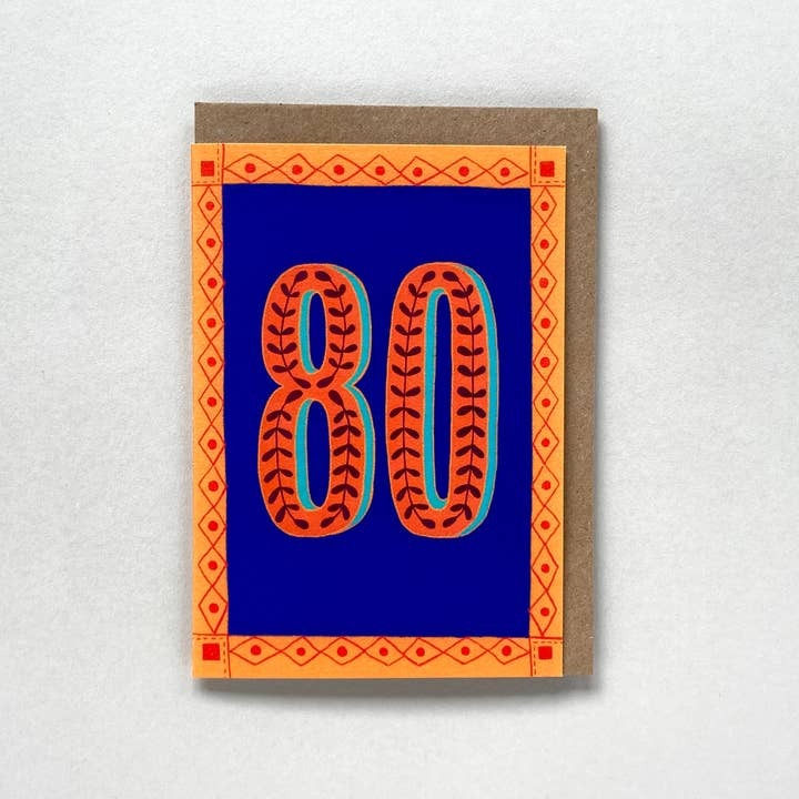 Age 80 Floral Birthday Card - Maggie image 1