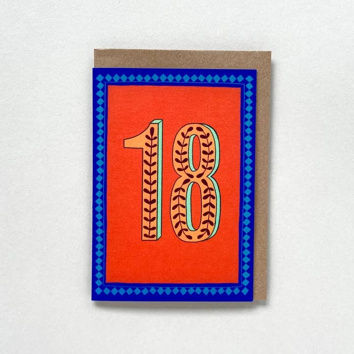 Age 18 Orange Floral Birthday Card - Maggie Magoo Designs image 1